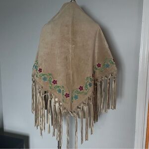 For Joseph embroidered leather fringed shawl.